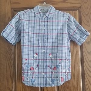 Cabin Creek Plaid Button Down Shirt w/ Flowers